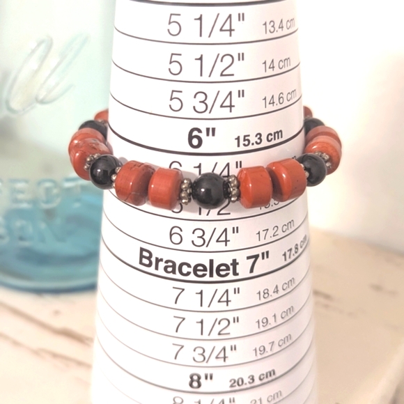 Vintage Murano Glass Heart Pendant With Red Jasper 925 Necklace and Bracelet Set - Picture 5 of 8